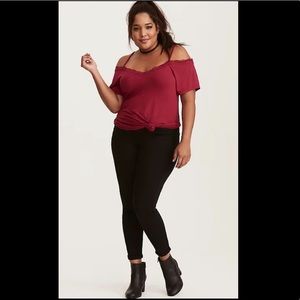 Torrid | Super Soft Lace Trim Cold Shoulder Top